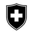 Immunity protection, shield with cross icon, logo on white background