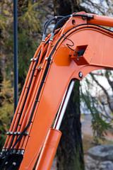 Closeup of excavator boom