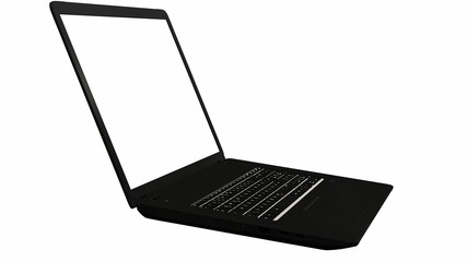 Wall Mural - Laptop with blank screen isolated on white background