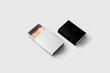 © sabir - Matches box Mock-up isolated on soft gray background. Empty paper match box packaging mockup isolated.