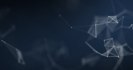 Poster - Plexus background, abstract blue 3D geometric polygon wireframe. Futuristic or science and cyberspace concept background