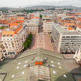 Basilica of Saint Istvan in Budapest, Hungary. Panorama of the city from the dome of the cathedral.