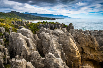 Morning at Pancake rocks in Punakaiki, New Zealand