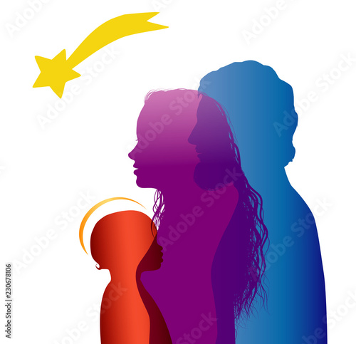 Cuadros en Lienzo Christmas nativity scene isolated