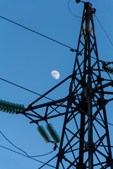 High voltage post and moon. St.Petersburg.