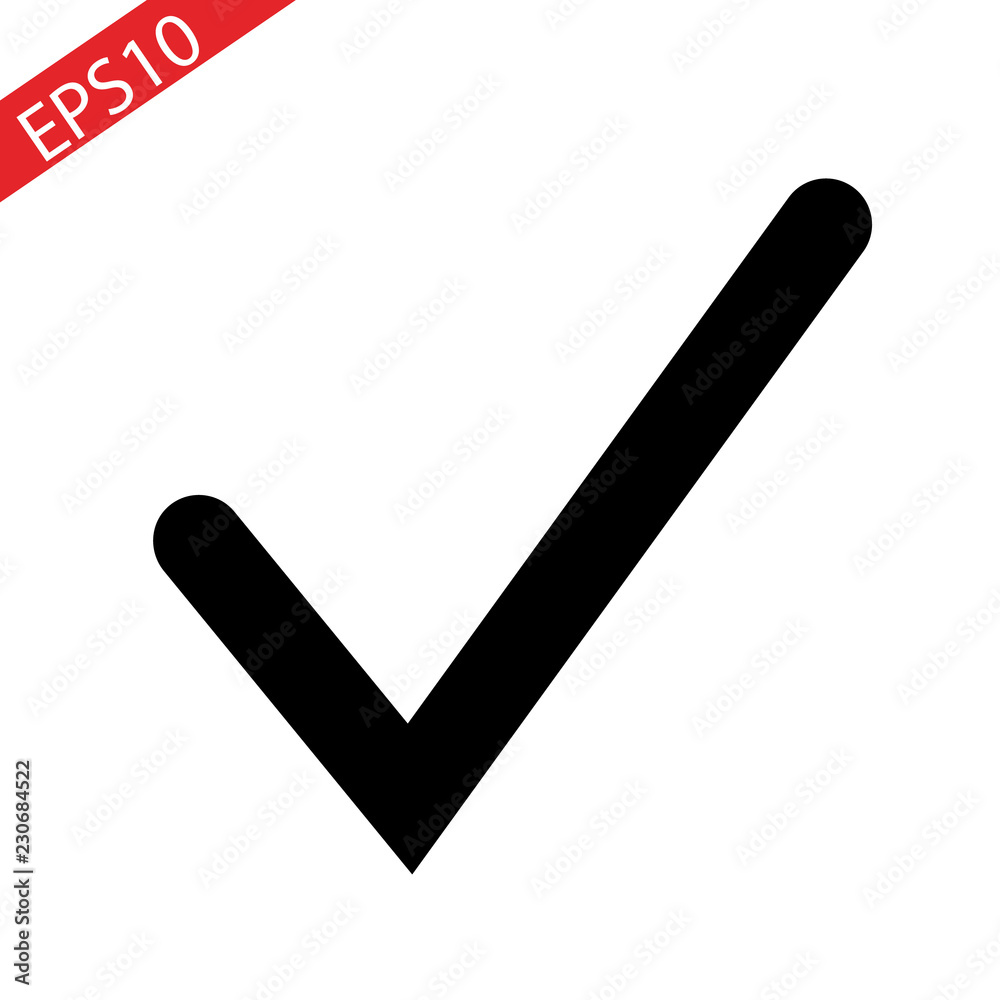 Black check mark icon. Tick symbol, tick icon vector illustration. - obrazy, fototapety, plakaty 