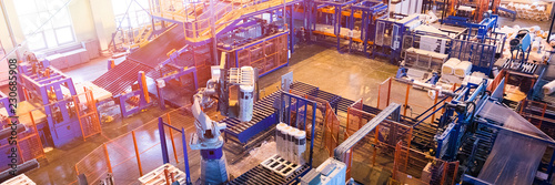Fotografía Fiberglass production industry equipment at manufacture background