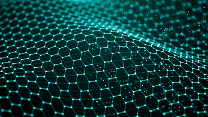 Data technology background. Abstract background. Connecting dots and lines on dark background. 3D rendering. 4k.