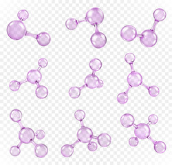 Wall Mural - glass transparent molecules model. reflective and refractive abstract molecular shape isolated on tr