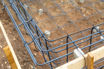 Wall Mural - New Steel Rebar Framing Abstract At Construction Site