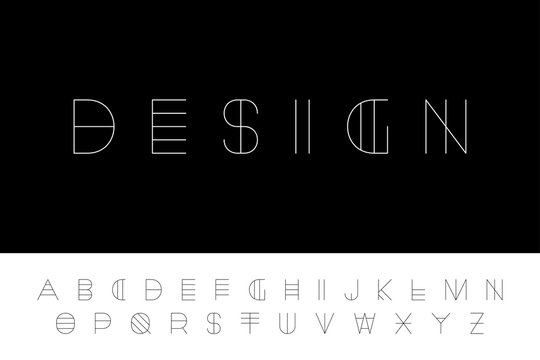 Creative futuristic font. Modern english alphabet, unusual latin letters