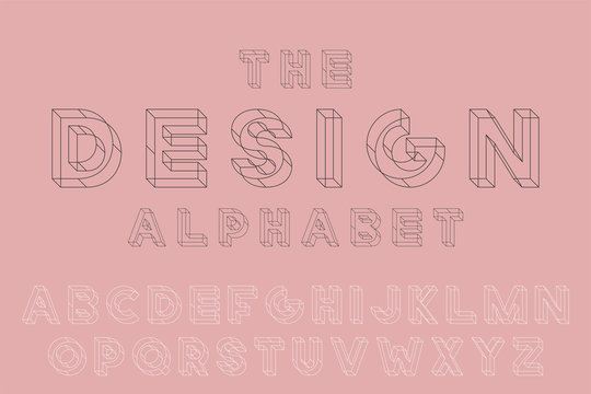 Vector geometric font. English alphabet, creative latin letters