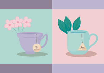 Canvas Print - set of cups tea isolated icon