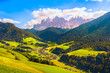 © stevanzz - Funes Valley aerial view and Odle mountains, Dolomites Alps, Italy.