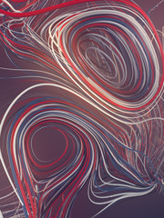 Poster - Interlacing abstract multi coloured curves. 3D rendering