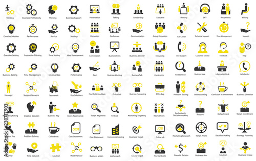 Fotomural Ceo, HR, Business, Finance vector icons