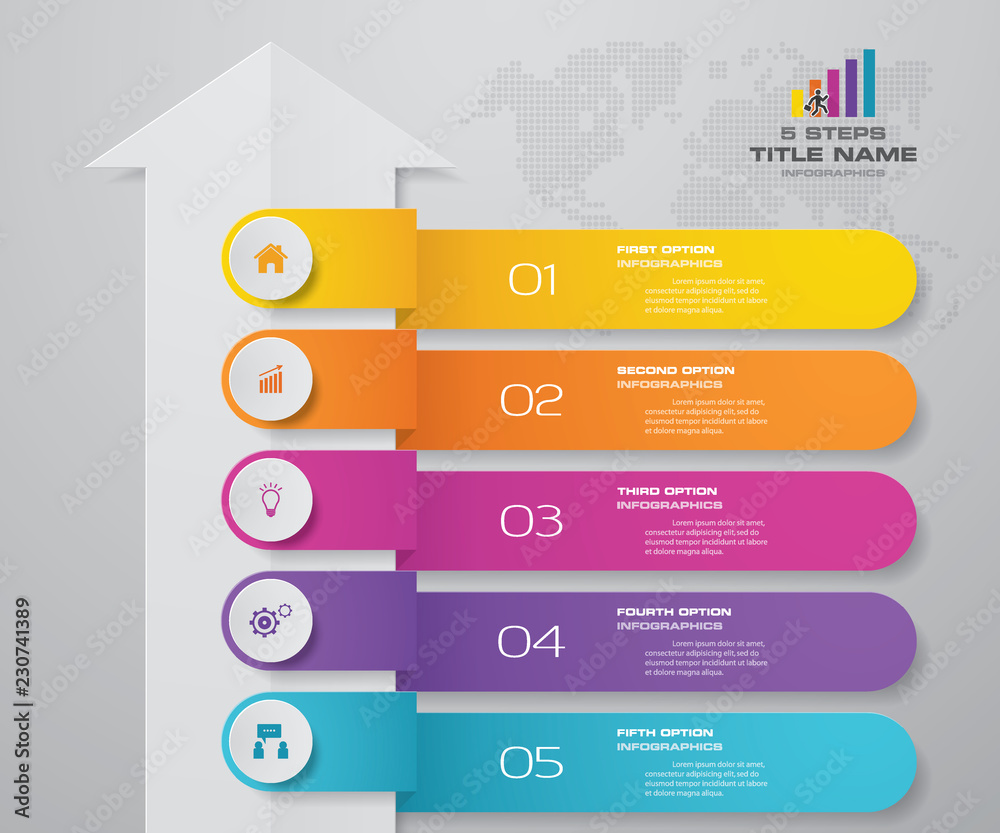5 steps arrow infographics element template chart for presentation ...