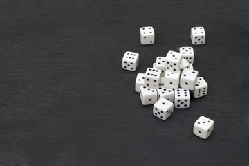 A group of dices on black background