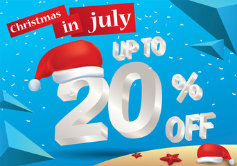 Poster - Christmas Sale in July design with 3d concept