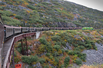 September 13 2018, Skagway Alaska. Historic white pass train of the gold rush in Skagway  Alaska