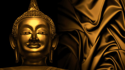 Wall Mural - gloden buddha statue on abstract golden tone background