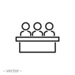 jury group committee icon, jurors linear sign on white background - editable vector illustration eps10