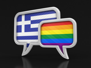 Poster - Speech bubbles with flags. Image with clipping path