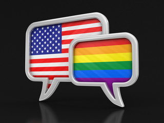 Poster - Speech bubbles with flags. Image with clipping path