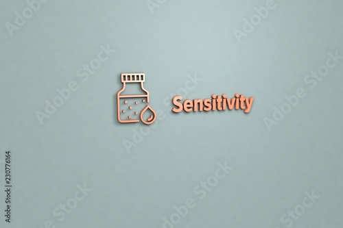 Fotografia Illustration of Sensitivity with red text on grey background