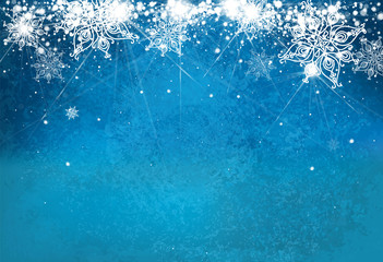 Wall Mural - vector abstract, blue, snowflake background. christmas background.