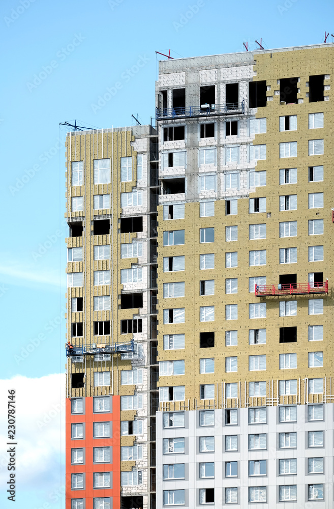 Image result for Foto Process of mounting insulation on apartment building facade on ...