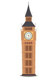 Fototapeta Big Ben - London landmark, Big Ben Clock-tower vector Illustration. England landmark, London city symbol cartoon style. Isolated white background