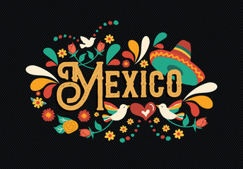 Wall Mural - Mexico quote greeting card for mexican holiday