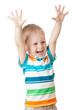 © Oksana Kuzmina - Funny child boy shouting with his hands up isolated on white