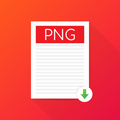 Canvas Print - Download PNG button. Downloading document concept. File with PNG label and down arrow sign. Vector illustration.