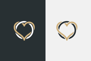 heart logo design vector template. st. valentine day of love symbol linear style. luxury logotype co