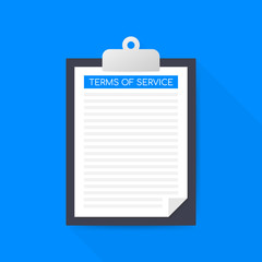 Poster - Terms of service. Document icon. Top view. Terms of use, terms and conditions concepts.   Vector illustration.