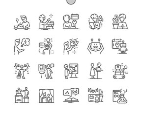 Poster - Kid Inventors Day Well-crafted Pixel Perfect Vector Thin Line Icons 30 2x Grid for Web Graphics and Apps. Simple Minimal Pictogram