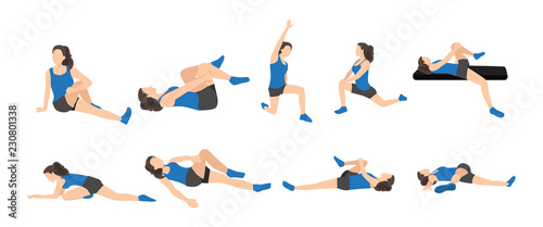 Workout Girl Set Woman Doing Fitness And Yoga Exercises Workout Girl Set Woman Doing Fitness And Yoga Exercises