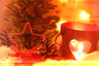canvas print picture - Weihnachtliche Dekoration mit Kerzenlicht