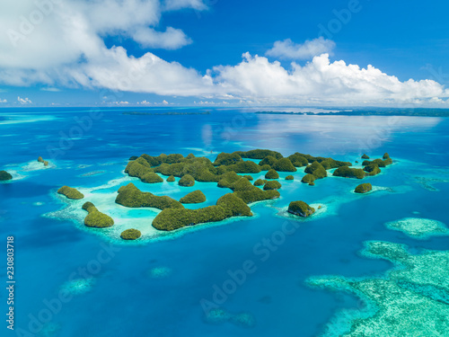 Aerial view of Palau 70 islands Poster Mural XXL