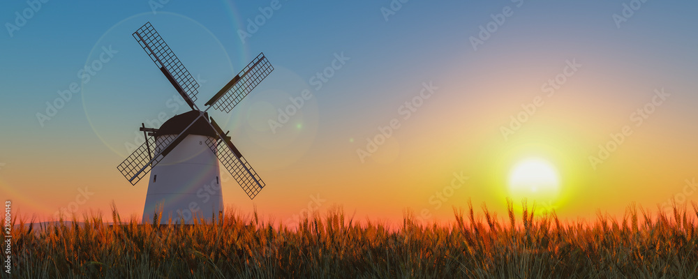 traditional windmill in Mallorca, Balearic Islands - obrazy, fototapety, plakaty 