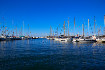 Wall Mural - Denia marina boats port in Alicante Spain