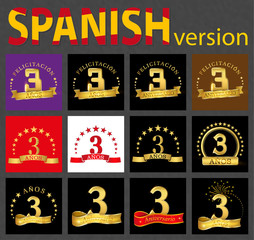 Spanish set of number three (3 years)