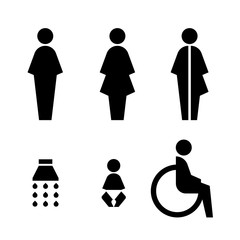 Toilet sign with Man ,Woman , Special sex ,Bath ,baby change ,Disabled vector set design