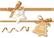 © Gizele - Set of New Year or Christmas Sale tags with golden ribbon and bow on white background. Vector illustration. Holiday decoration