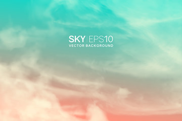 Wall Mural - horizontal vector background with realistic pink-blue sky and clouds. the image can be used to desig