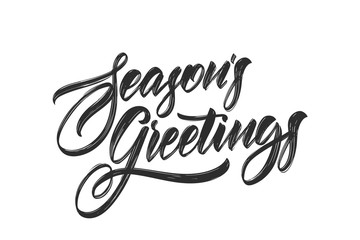 Wall Mural - vector illustration. handwritten calligraphic brush lettering of seasons greetings isolated on white
