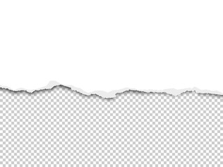 Wall Mural - Torn a half sheet of white paper from the bottom placed on transparent background. Vector paper mockup.