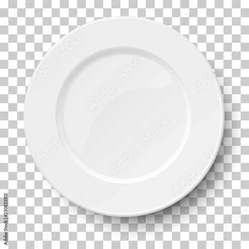 Cuadros en Lienzo Empty classic white plate isolated on transparent background